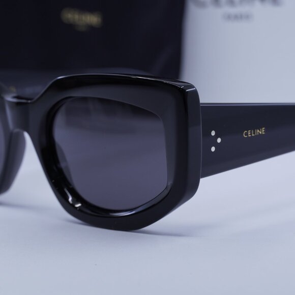 Celine CL40277I 01A Cat Eye Sunglasses - Shiny Black/Grey - Picture 8 of 9